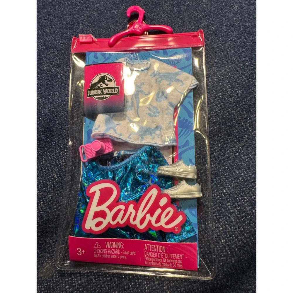 Barbie Fashions Jurassic World Doll Clothes Blue Dinosaur Shirt Shorts GWB07